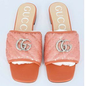 🚫SOLD🚫Brand New Authentic Women's Pink Gucci Marmont Sequin Sandals Size 39